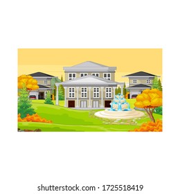 Casa Con Fondo Del Bosque Del Otoño