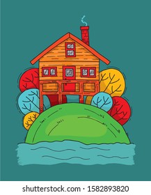 house in autumn hill, the river vector