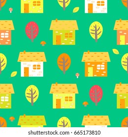 House autumn seamless pattern vector
