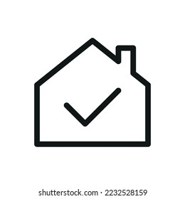 House available tick isolated icon, house with checkmark vector icon with editable stroke