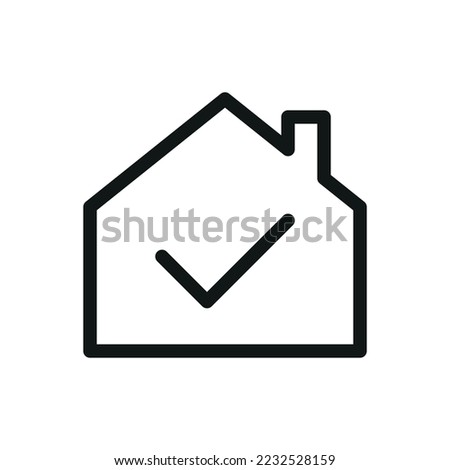 House available tick isolated icon, house with checkmark vector icon with editable stroke