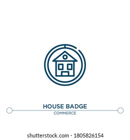 house badge vector line icon. Simple element illustration. house badge outline icon from commerce concept. Can be used for web and mobile
