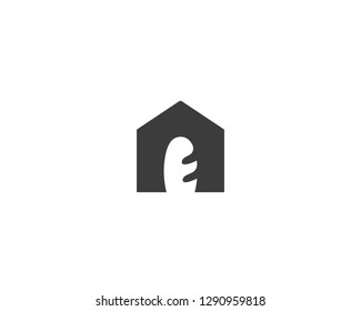 House bakery bread logo. Negative space baguette vector logotype. 