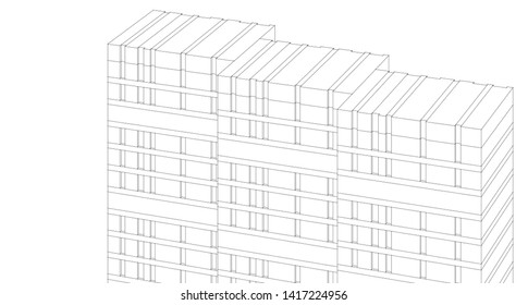 
house with balconies 3d illustration