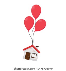 House and balloon vector. wallpaper. free space for text.