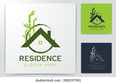 house and bamboo Logo Inspiration isolated on white background