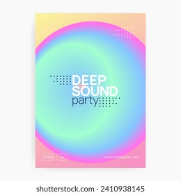 House Banner. Gradient Background For Invitation Shape. Indie Disco Party. Electro And Nightlife Vector. Wavy Glitch For Cover. Pink And Blue House Banner