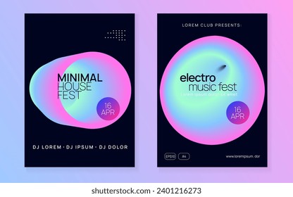 House Banner. Memphis Pattern For Presentation Design. Wave Art For Magazine. Sound And Exhibition Shape. Wavy Techno Party. Pink And Blue House Banner