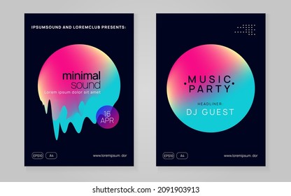 House Banner. Wave Effect For Cover. Electronic And Show Shape. Bright Trance Flyer. Futuristic Background For Set Vector. Rainbow House Banner