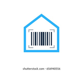 House Barcode Icon Logo Design Element
