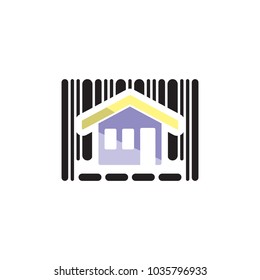 House Barcode Logo Icon Design