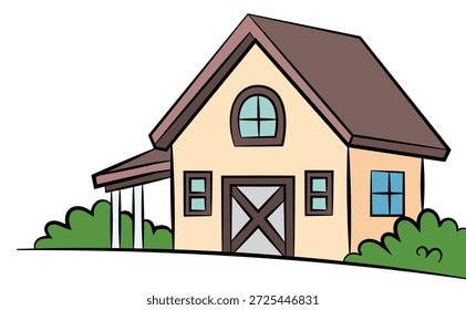 House or barn isolated on white background