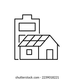 House with battery linear icon