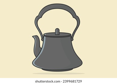 House Beautiful Round Teapot vector illustration. Kitchen interior object icon concept. Breakfast Teapot with closed lid vector design on light purple background. 