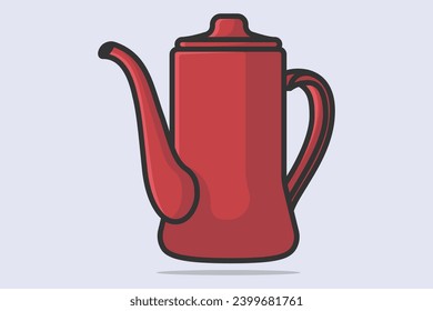 House Beautiful Teapot vector illustration. Kitchen interior object icon concept. Breakfast Teapot with closed lid vector design on light green background. Cafe and Restaurant icon logo.