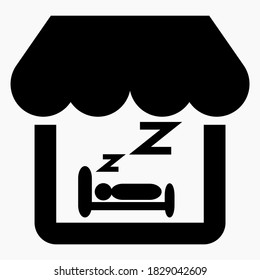 House and bed. Vector icon. Hotel. Hostel. Relaxation. Vector icon.