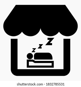 House and bed. Vector icon. Hotel. Hostel. Relaxation. Vector icon.