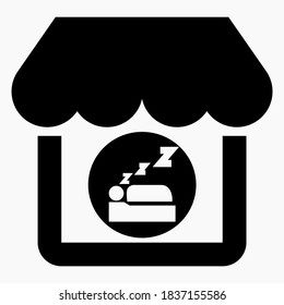 House and bed. Vector icon. Hotel. Hostel. Relaxation. Vector icon.