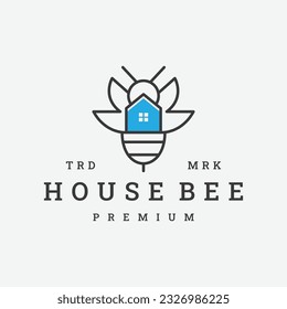 House bee logo vector icon illustration hipster vintage retro .