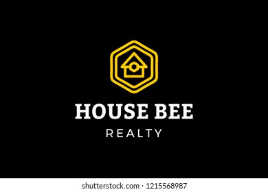 House bee realty logo template with type of abstract colorful logo inspiration can use for corporate brand identity and resident
