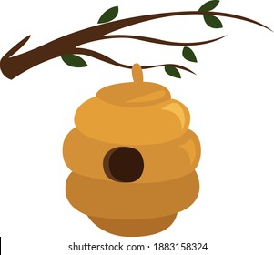 House of bees on a branch,illustration,vector on white background