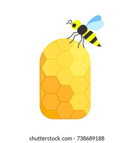 House bees vector illustration. Doodle style. Design, print, logo, symbol, decor, textile, paper.