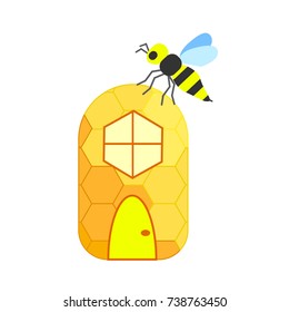 House bees vector illustration. Doodle style. Design, print, logo, symbol, decor, textile, paper.