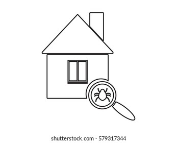 house, beetle, magnifier, icon, vector illustration eps10