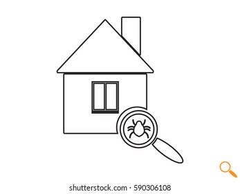house, beetle, magnifier, icon, vector illustration eps10
