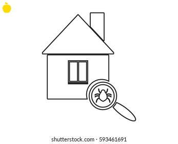 house, beetle, magnifier, icon, vector illustration eps10