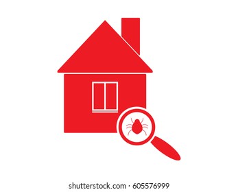 house, beetle, magnifier, icon, vector illustration eps10
