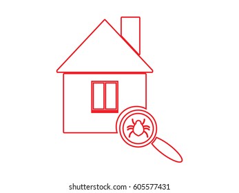 house, beetle, magnifier, icon, vector illustration eps10