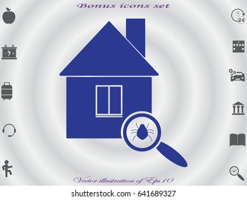 house, beetle, magnifier, icon, vector illustration eps10