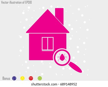 house, beetle, magnifier, icon, vector illustration eps10