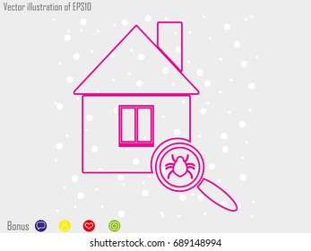 house, beetle, magnifier, icon, vector illustration eps10