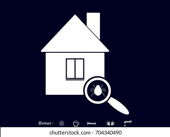 house and beetle, magnifier icon, vector illustration eps10