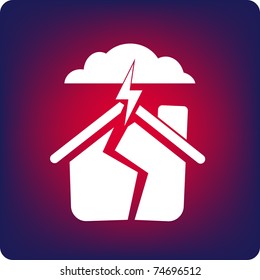 House being cracked by storm and lightning