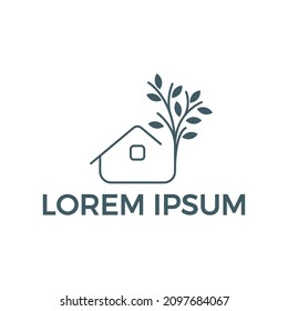 Plantilla de diseño de logotipo de Casa entre árboles