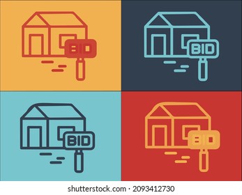 House Bid Logo Template, Simple Flat Icon of house,sale,home house,sale,home