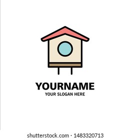 House, Bird, Birdhouse, Spring Business Logo Template. Flat Color