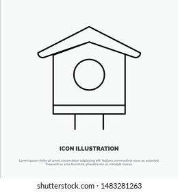 House, Bird, Birdhouse, Spring Line Icon Vector