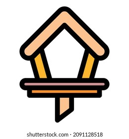 House Bird Feeder Icon. Outline House Bird Feeder Vector Icon Color Flat Isolated