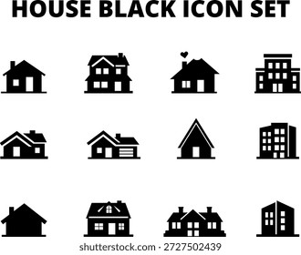 COLECCIÓN versátil de la casa negra y de los iconos del edificio para la propiedad y el diseño arquitectónico