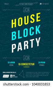 House Block Party Flyer. Dj Dance Night Poster