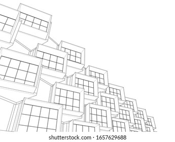 
house blocks concept 3d illustration