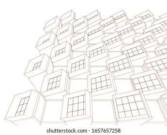 
ilustración 3d de bloques de casa