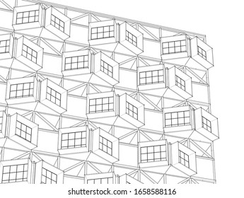 ilustración 3d de bloques de casa