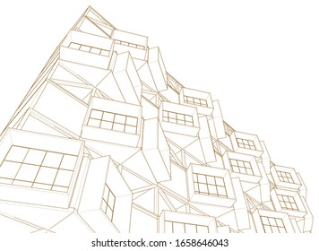 house blocks concept 3d illustration
