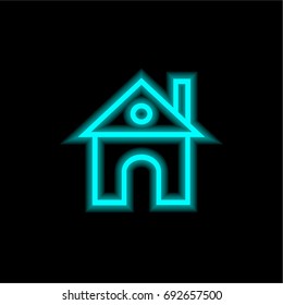 House blue glowing neon ui ux icon. Glowing sign logo vector