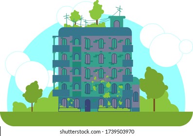 house blue green tree flat home